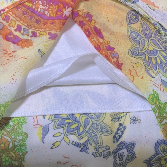 AMI Top Sleeveless Blouse Faux Wrap front Empire Waist Semitransparent Lined LG - Picture 8 of 16